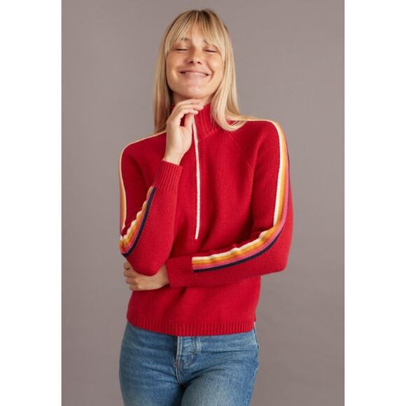Marine Layer X Lost & Found Snowbird Stripe Sleeve Quarter Zip Sweater Size M - Picture 1 of 10